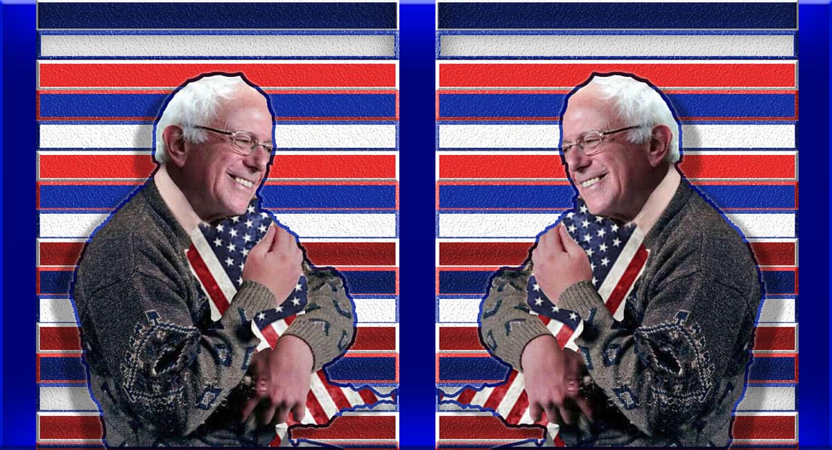 double Bernie Sanders holding America US United States true progressives progressive