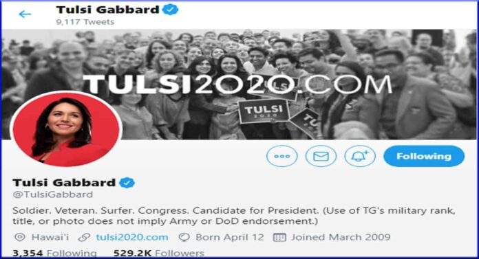 Tulsi Gabbard on Twitter @TulsiGabbard