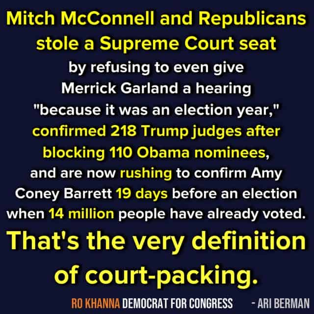 LET’S GET THIS STRAIGHT: REPUBLICANS have been shamelessly and unfairly packing the court for years