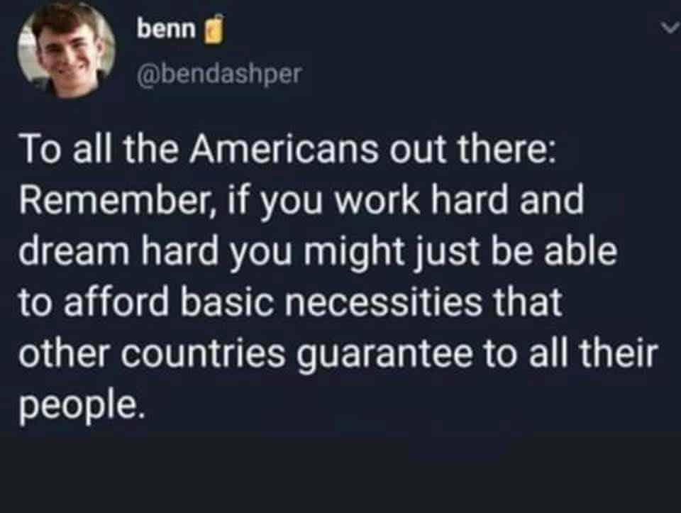 Americans work hard to afford what other countries guarantee as a right 3