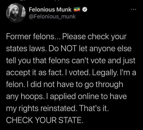 felons right to vote: check state laws for reinstated rights or how to get them back