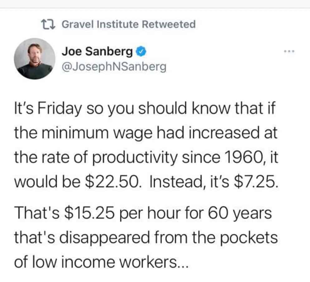 if minimum wage increased at the rate of productivity and inflation 3