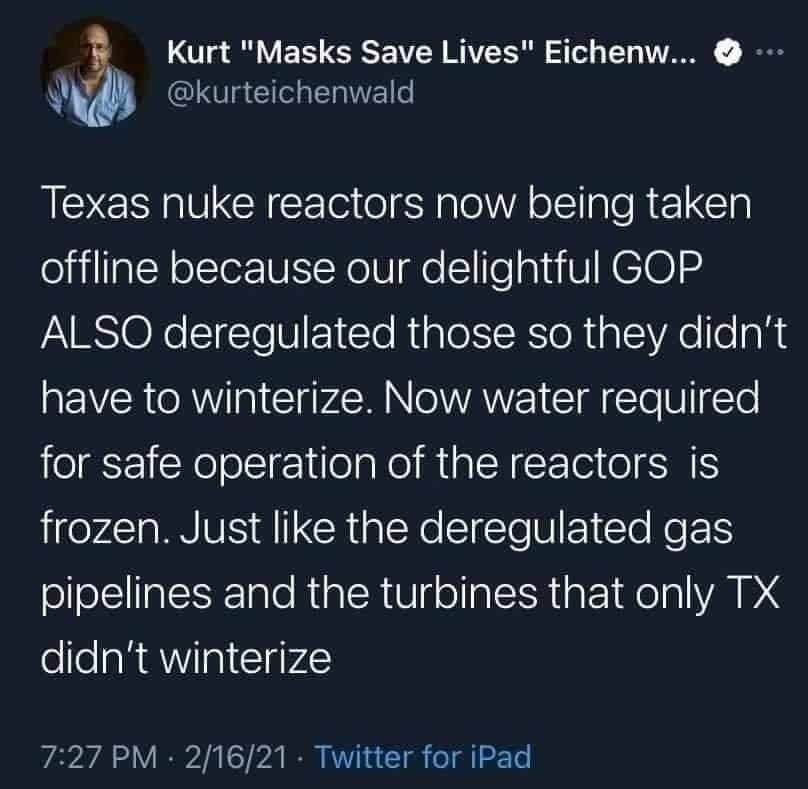 I'm sure Texas Governor Greg Abbott will blame The Green New Deal that hasn't passed Congress some more or something 3