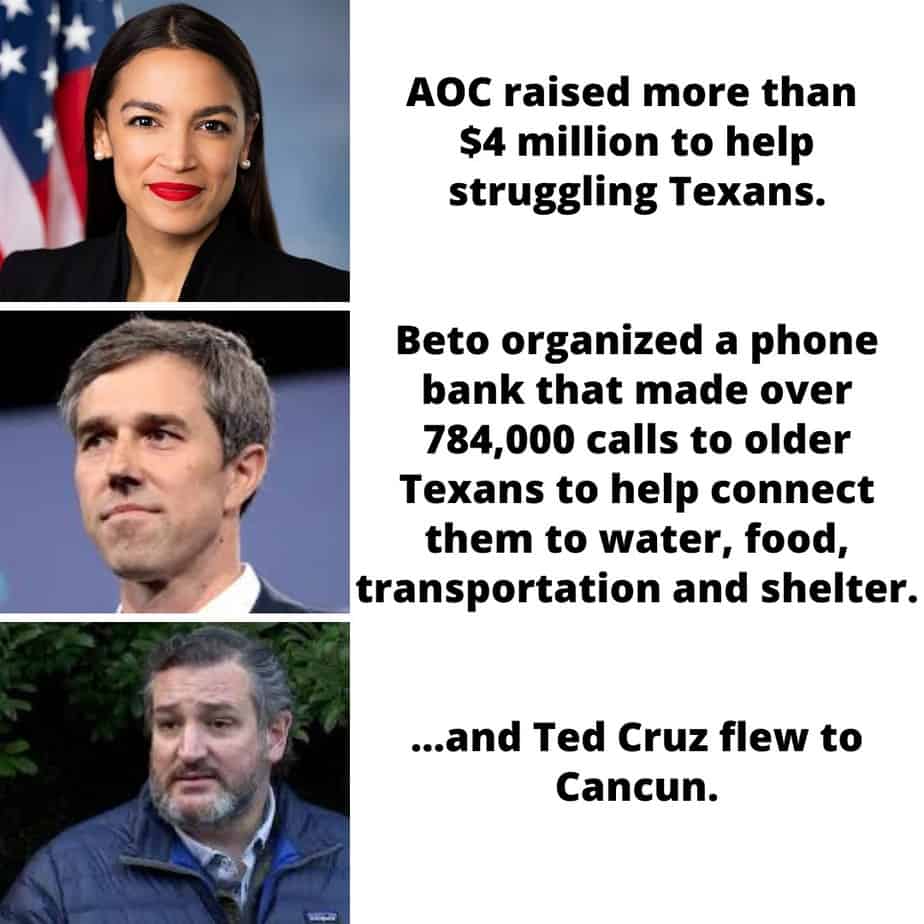 AOC and Beto helped Texas while Ted Cruz flew to Cancun 3