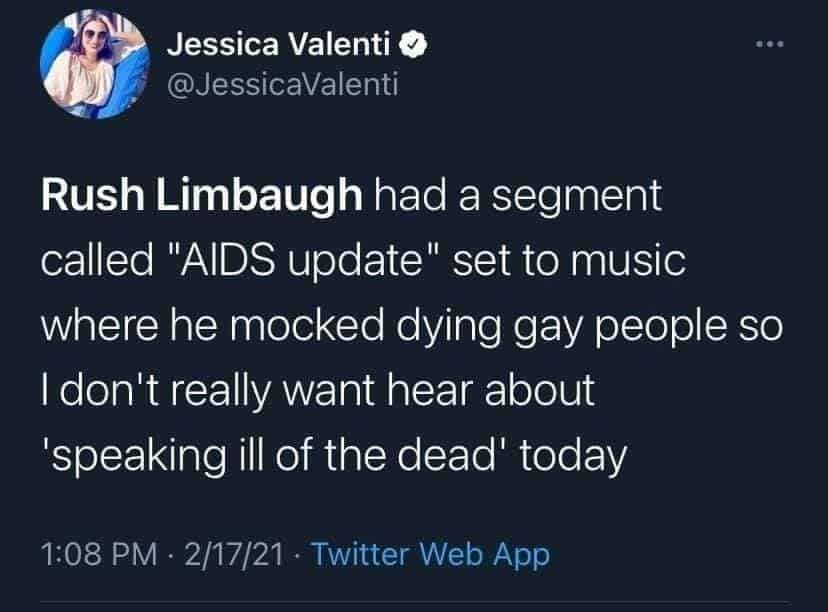Rush Limbaugh mocked gay people who died from AIDS 3