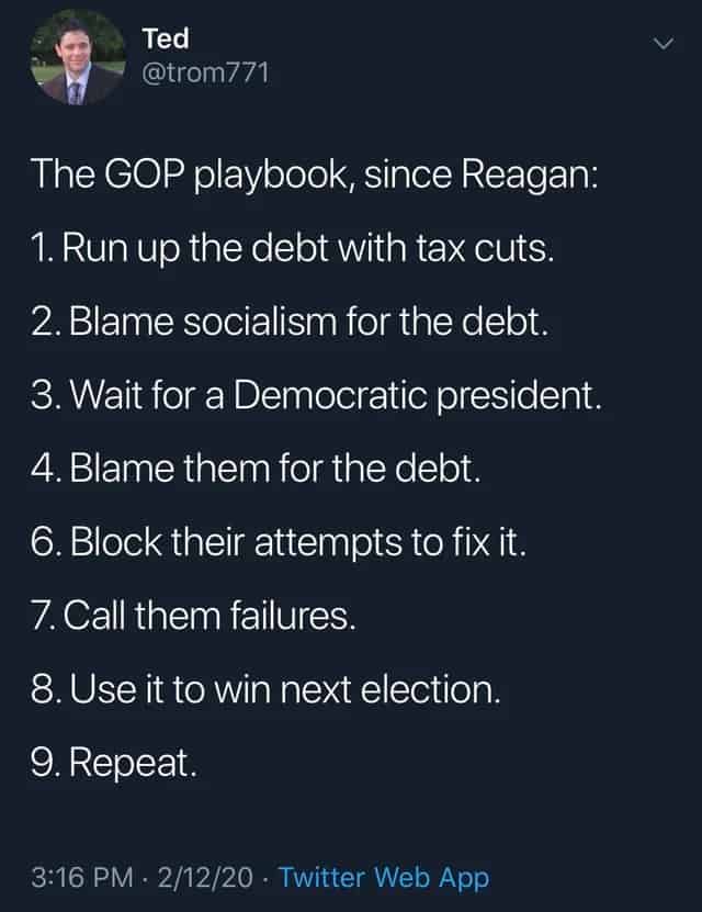 Pretty much the GOP playbook since Reagan