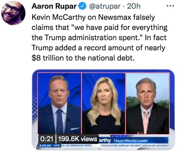 Another blatant lie from Kevin McCarthy about national debt spending under the Trump Administration 3