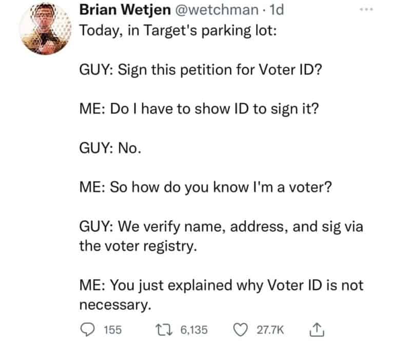 This explains why voter ID laws aren’t necessary
