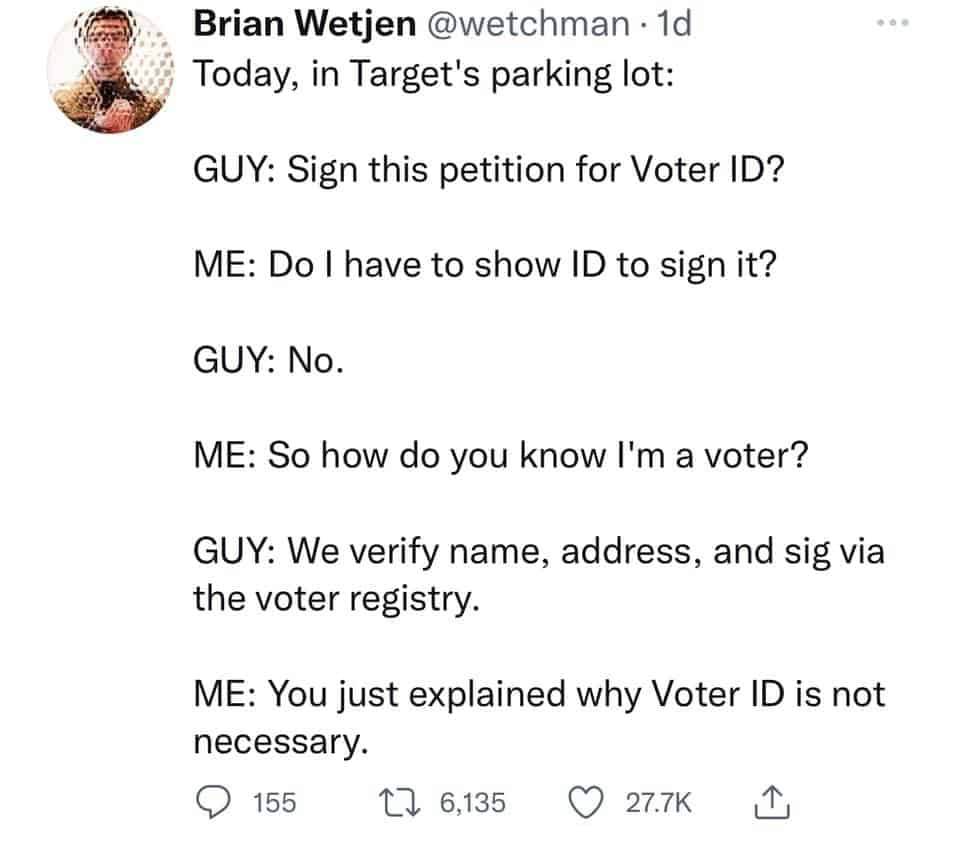 This explains why voter ID laws aren't necessary 3