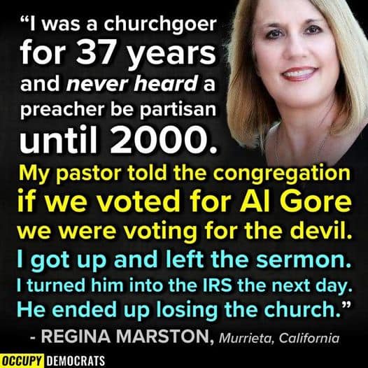 Exactly! If churches want to play politics, they should pay taxes.