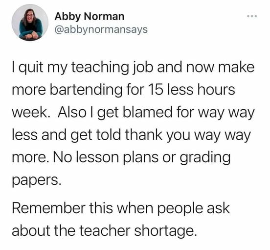 About that teacher shortage…